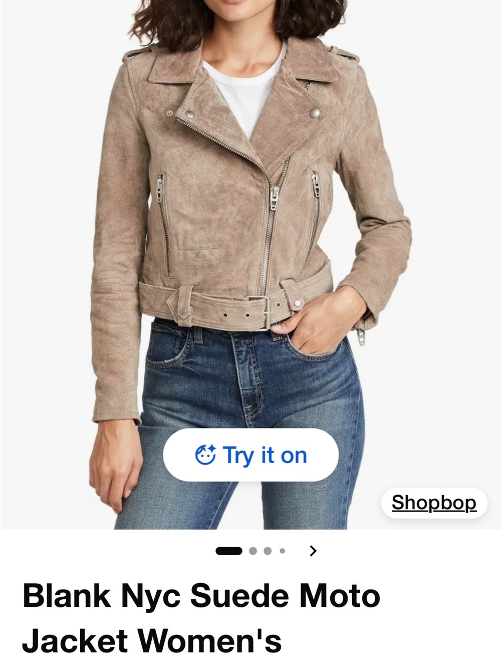 Blank NYC Taupe Suede Moto Jacket